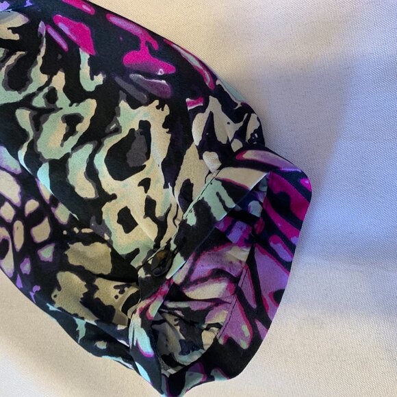 Belissimo New York Women Long Sleeve Multi Color Sheer Petite Large Blouse - Picture 6 of 11